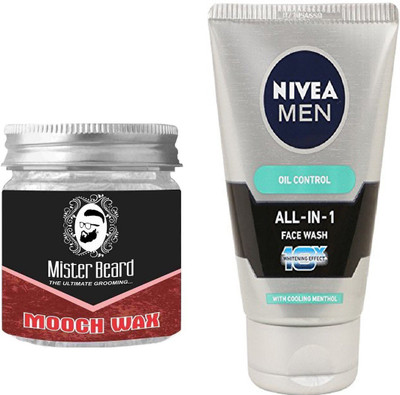 

MISTER BEARD MOOCH WAX WITH OIL CONTROL FACEWASH(Set of 2)