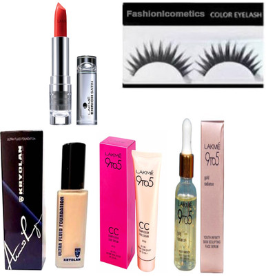 

fashion1cosmetics Kryolan ultra fluid foundation,Enrich lipstick,9to5 gold radiance serum,complexion care cream with eyelash(Set of 5)