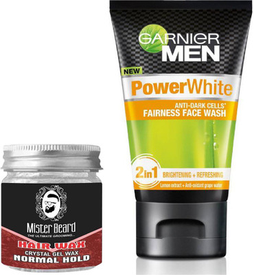 

MISTER BEARD HAIR WAX NORMAL HOLD WITH POWER WHITE FACEWASH(Set of 2)