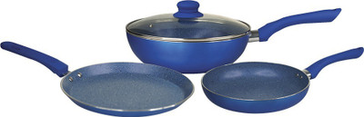 WONDERCHEF Royal Velvet Plus Induction Base Cookware Set, 4-Pieces, Blue Induction Bottom Cookware Set (Aluminium, 4 - Piece)