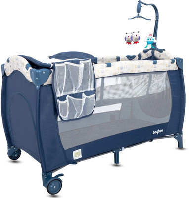 

Baybee Baby Play Pen Premium Quality Portable Travel Cot Baby Bed Cum Cot Sparrow(Mega Hut Navy Blue)