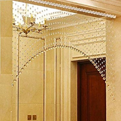 NP Crystal Bead and Glass Drops Arch Shape, Partition Spaces 100 cm (3 ft) PVC (Polyvinyl Chloride) Transparent Window Curtain (Pack Of 20)(Geometric, TRANSPARENT, GOLDEN)