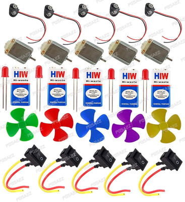 

PGSA2Z Science Project Kit with Mini 4 Wing Fan, 9V Battery Snap, Switch & LEDs (5-Piece) for DIY Toy Miscellaneous Electronic Hobby Kit