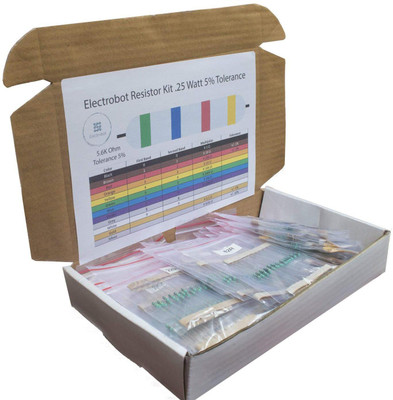 

Robodo EBRTH02 50 Value Resistor Kit (Pack of 1000) Electronic Components Electronic Hobby Kit