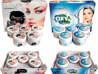 

Professional Feel Oxy Glow + Charoal Facial Kit, Suitable For All Age, fairness Sp. Combo For All Type skin Unisex (SET of 5) 250 g + 250 g 500 g