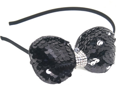 

SKD Glitter Sequins Hairband Bow Headband Hair Accessories for Baby Girls / Women Head Band(Black)