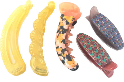 

Fashionable SET OF 5 Hair Claw, Banana Clip(Multicolor)