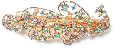 

Rk Party Wear Fancy & Stylish Rhinestone Crystal Peacock Shape Hair Clip For Girls and Women Hair Clip(Gold)
