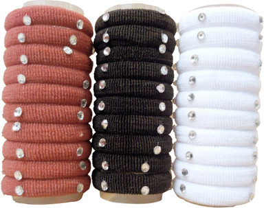 

RUBBER BAND PONY TAIL RED, WHITE, BLACK WITH STONE Hair Band(Red, Black, White)
