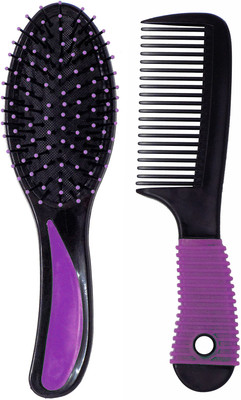 

Confidence Hair Accessories, Combo Of Hair Comb With Hair Brush For Saloon And Home Use, Purple