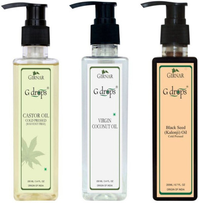 

G Drops Castor,Coconut & Black Seed Oil Combo(3x200ml) Hair Oil(600 ml)