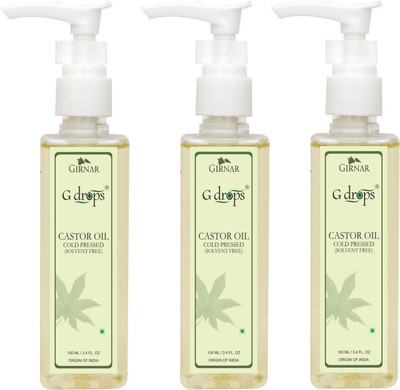 

G Drops Castor Oil Cold Pressed Pack of 3 ( 3 x 100 ml ) Hair Oil(100 ml)