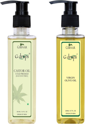 

G Drops Castor & Virgin Olive Oil Combo(200ml+200ml) Hair Oil(400 ml)