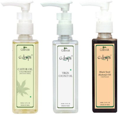 

G Drops Castor,Coconut & Black Seed Oil Combo(3x100ml) Hair Oil(300 ml)