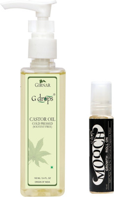 G Drops Castor Oil & Mooch Growth Roll On Combo(100ml+10ml) Hair Oil(110 ml)