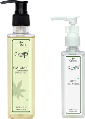 

G Drops Castor & Virgin Coconut Oil Combo (200ml+100ml) Hair Oil(300 ml)