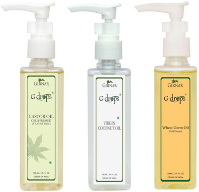 

G Drops Castor,Coconut & Wheat Germ Oil Combo(3x100ml) Hair Oil(300 ml)