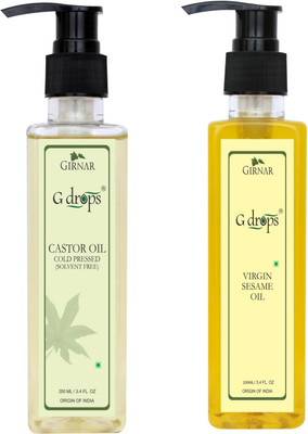

G Drops Castor & Virgin Sesame Oil Combo(200ml+200ml) Hair Oil(400 ml)
