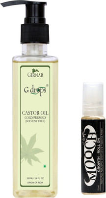 

G Drops Castor Oil & Mooch Growth Roll On Combo(200ml+10ml) Hair Oil(210 ml)