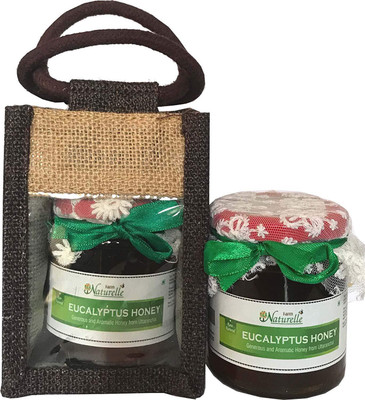 

Farm Naturelle (Set of 10) Jute Gift Bag with Pure Raw Natural Unheated Unprocessed Forest Eucalyptus Flower Honey-250 GMS-Corporate Christmas Gift Pack(2500 g, Pack of 10)