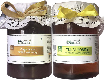 

Farm Naturelle Tulsi honey - 815 Gms x 2 - Real Vana Tulsi and Real Ginger Infused Honey combo pack -Immense Medicinal Value(1630 ml, Pack of 2)