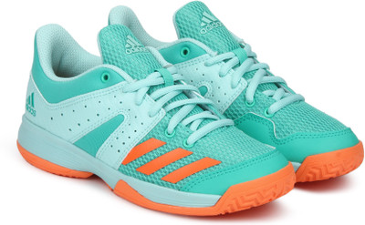 

ADIDAS Boys Lace Badminton Shoes(Green, Hiregr/hireor/clemin