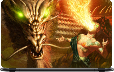 

Lapower Dragon and a man throwing fire from mouth Vinyl Laptop Decal 15.6