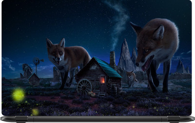 

Lapower Giant wolves near a small hut Vinyl Laptop Decal 15.6
