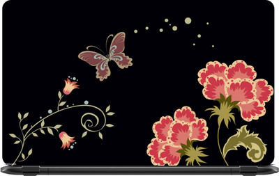 

Lapower Beautiful flowers and butterfly Vinyl Laptop Decal 15.6
