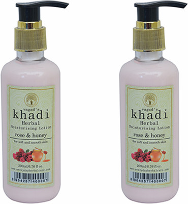 

Vagad's Khadi Rose And Honey Moisturising Lotion Pack of 2(400 ml)