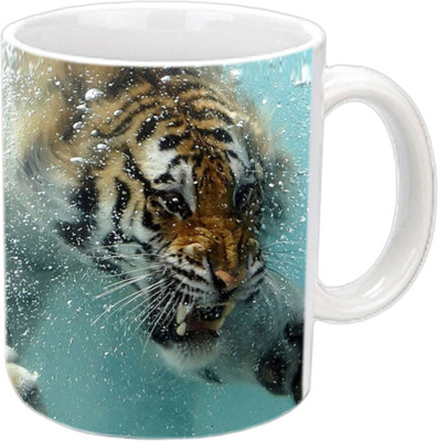 

Raj Laxmi Water tiger white Ceramic Mug(350 ml)