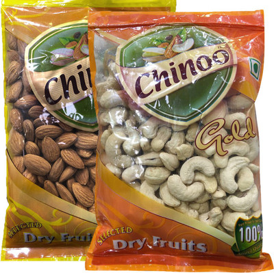 

Chinoo California Almond 250gm & Jumbo W-240 Cashew 250gm (Pack of 2) Almonds(500 g, Pouch)