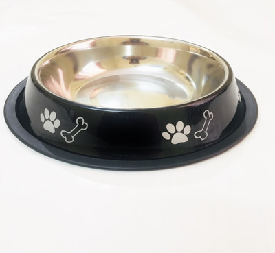 

Petsnhuman Medium Round Steel Pet Bowl(700 ml Black)
