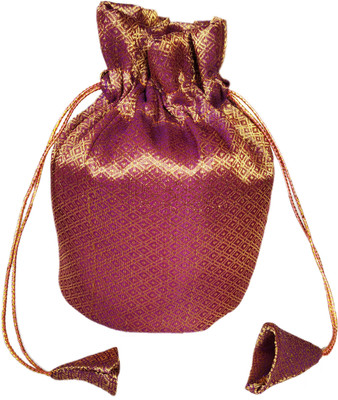 

auk Elegant Purple & Golden Shade Brocade Potali For Women's Potli(Purple, Gold), Gold;purple