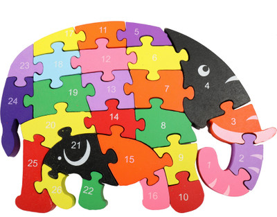 

DAISYLIFE Natural Wooden Multi-Coloured Jigsaw Puzzle for Kids, Children's Indoor Games | Elephant(26 Pieces)