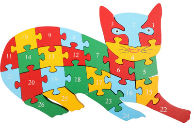 

DAISYLIFE Natural Wooden Multi-Coloured Jigsaw Puzzle for Kids, Children's Indoor Games | Cat(26 Pieces)