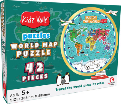 

Kidz Valle World Map Puzzle 42 Piece Tiling Puzzles Circular Puzzle ( Jigsaw Puzzles , Puzzles for Kids, Floor Puzzles ), Puzzles for Kids Age 5 Years and Above. Size: 32.5 cm X 23.5 cm(42 Pieces)