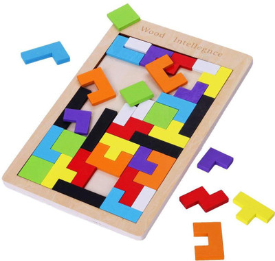 

Civil Wooden Tetris Puzzle 40Pcs Colorful Tangram Brain Block Intelligence Puzzle Preschool Children Playing (Multicolor)(1 Pieces)
