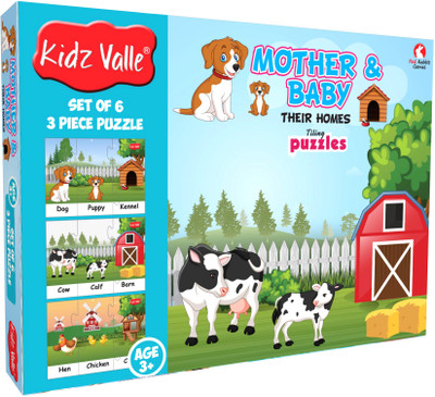 

Kidz Valle Baby & Mother Their Homes - 6 x 3 pc ( Jigsaw Puzzles , Puzzles for Kids, Floor Puzzles ), Puzzles for Kids Age 3 Years and Above. Size: 18.4 cm X 13.3 cm Set of 3 Puzzles(18 Pieces)