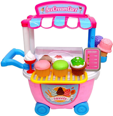 

Toyshine Bucket Cum Trolley Ice Cream Kitchen Play Cart Kitchen Set Toy, Pink
