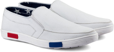 

Tashi Smart Canvas White Loafers For Men(White