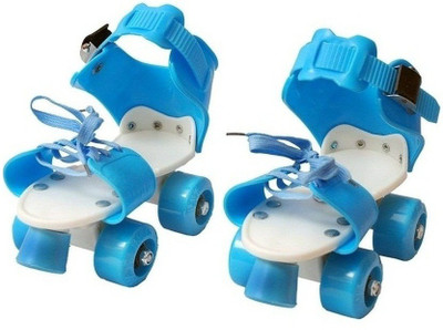 

SPORTSHOLIC Kids Blue Plastic Body Light Weight Quads Skates With Break For Kids Boys 3 To 5 Years Quad Roller Skates - Size 2-5 UK(Blue)
