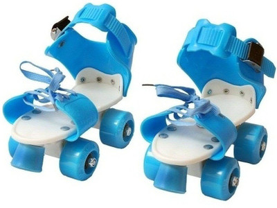 

SPORTSHOLIC Blue Plastic Body Light Weight Quads Skates With Break For Boys Girls 3 To 5 Years Quad Roller Skates - Size 2-5 UK(Blue)