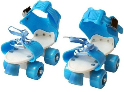 

SPORTSHOLIC Blue Plastic Body Light Weight Quads Skates With Break For Kids Boys 3 To 5 Years Quad Roller Skates - Size 2-5 UK(Blue)