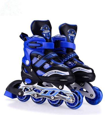 

Assemble Inline Skates Size Adjustable All Pure PU Wheels it has Aluminum-Alloy which is Strong with LED Flash Light on Wheels In-line Skates - Size 7-10 UK(Multicolor)