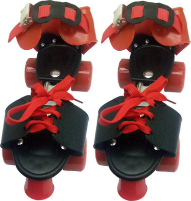 

DMTE Adjustable Rubber Wheel Skates Quad Roller Skates - Size 4--8 UK(Red)
