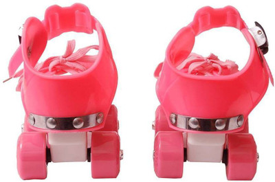 DMTE Skates Shoes For Kids / Childrens - UNISEX In-line Skates Quad Roller Skates - Size 4-8 UK Quad Roller Skates - Size 4--8 UK(Pink)