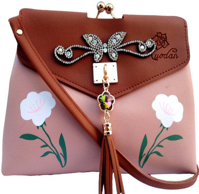 

ruodan Girls Casual Brown PU Sling Bag