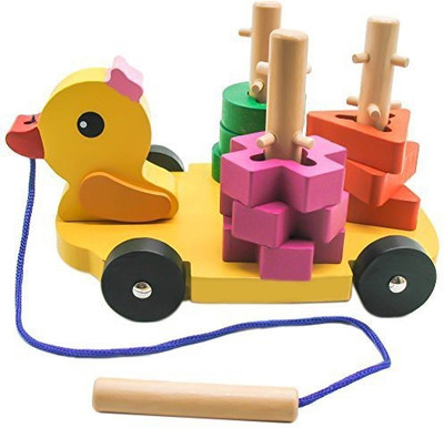 Blossoms Wooden Pull Along Toy(Multicolor)