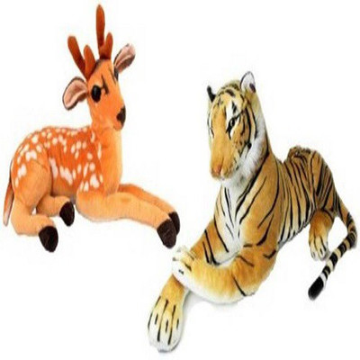 fabbud beautiful dear and tiger stuffed soft toy combo(pack of 2) - 32(Brown)